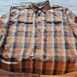 Carhartt Men's Orange and Black Plaid Casual Button Down Shirt